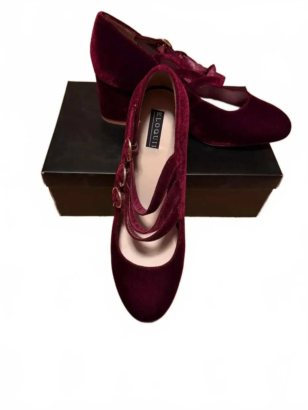 NIB ELOQUII Royal Red Velvet Mary Janes Size 12